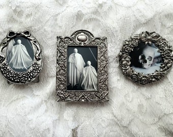 Mini framed prints; Gothic home; Gothic decor; Victorian Gothic; Macabre; Dark interiors; Dark photography; Ghost; Skull; Silver frame