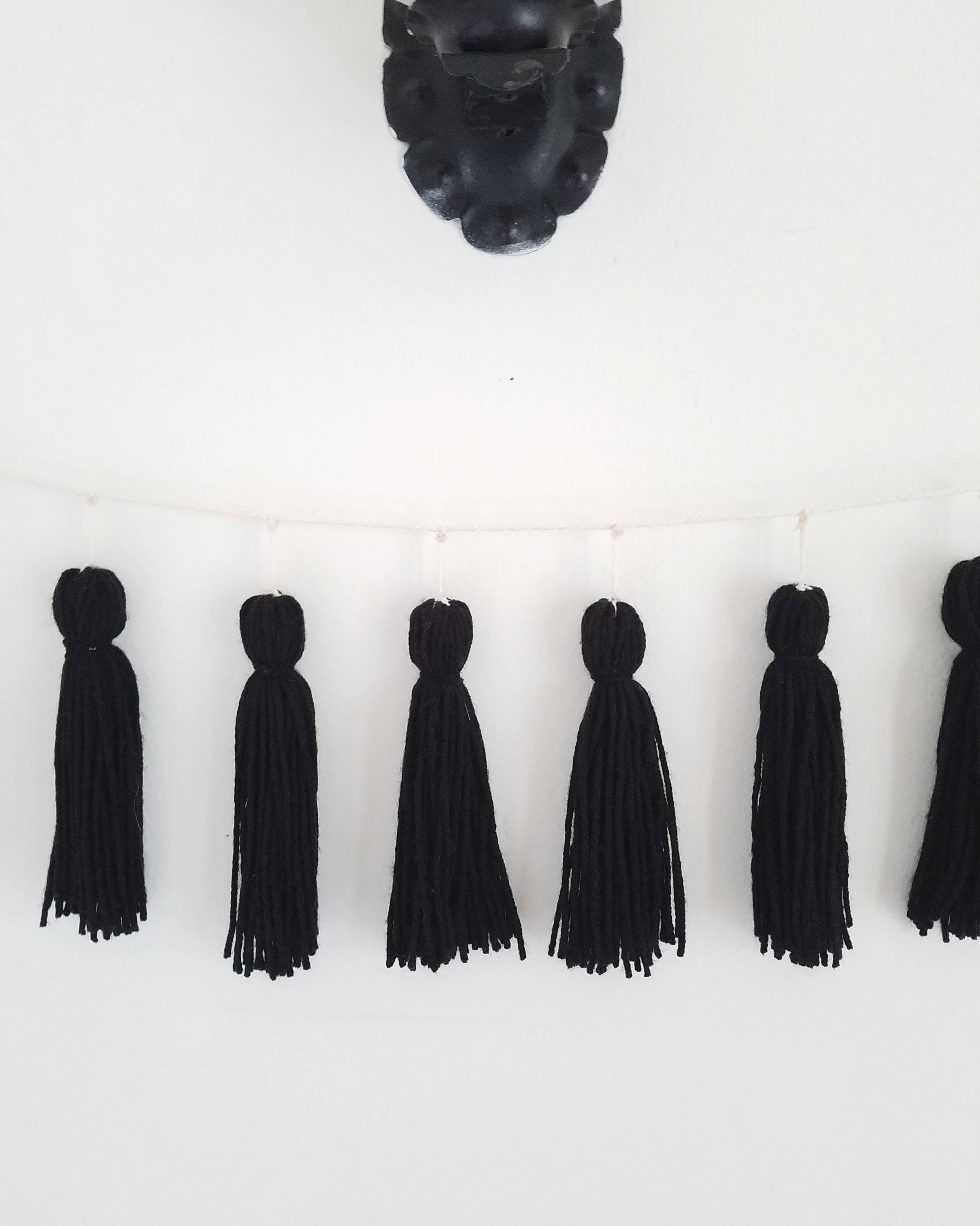 Black Yarn Tassel Garland / Black and White Nursery Gender Etsy