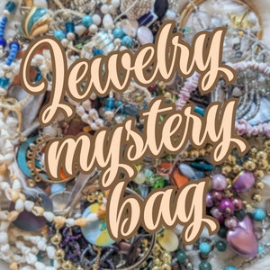 Jewelry Mystery Grab Bag - 14 oz of mixed broken/wearable costume and fashion findings and junk jewelry, crowcore trinket mix