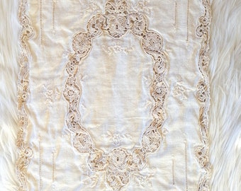 Set of 2 Vintage Madeira Embroidery Ecru Placements