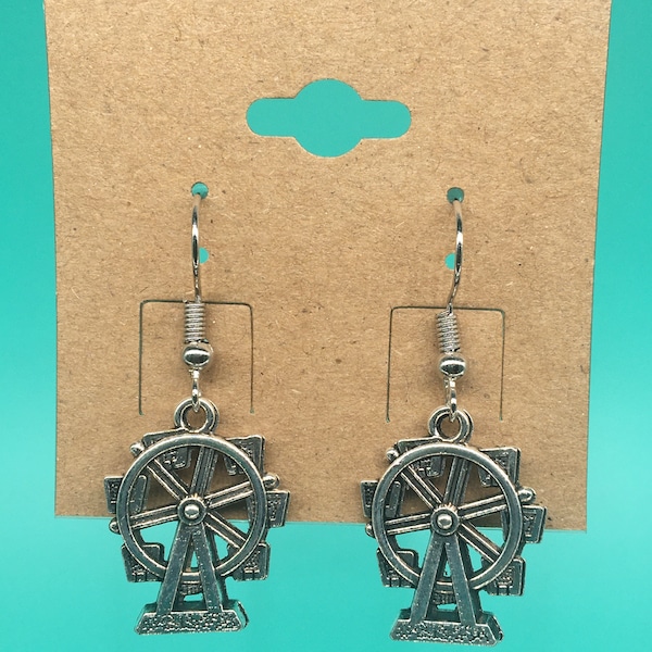 Ferris Wheel Silver Metal Earrings