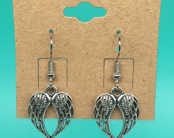 Pair of Wing Silver Metal Earrings