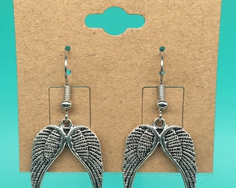 Pair of Wing Silver Metal Earrings