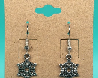 Snowflake Silver Metal Earrings Style #1