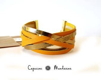 Leather strap bracelet - Golden saffron yellow