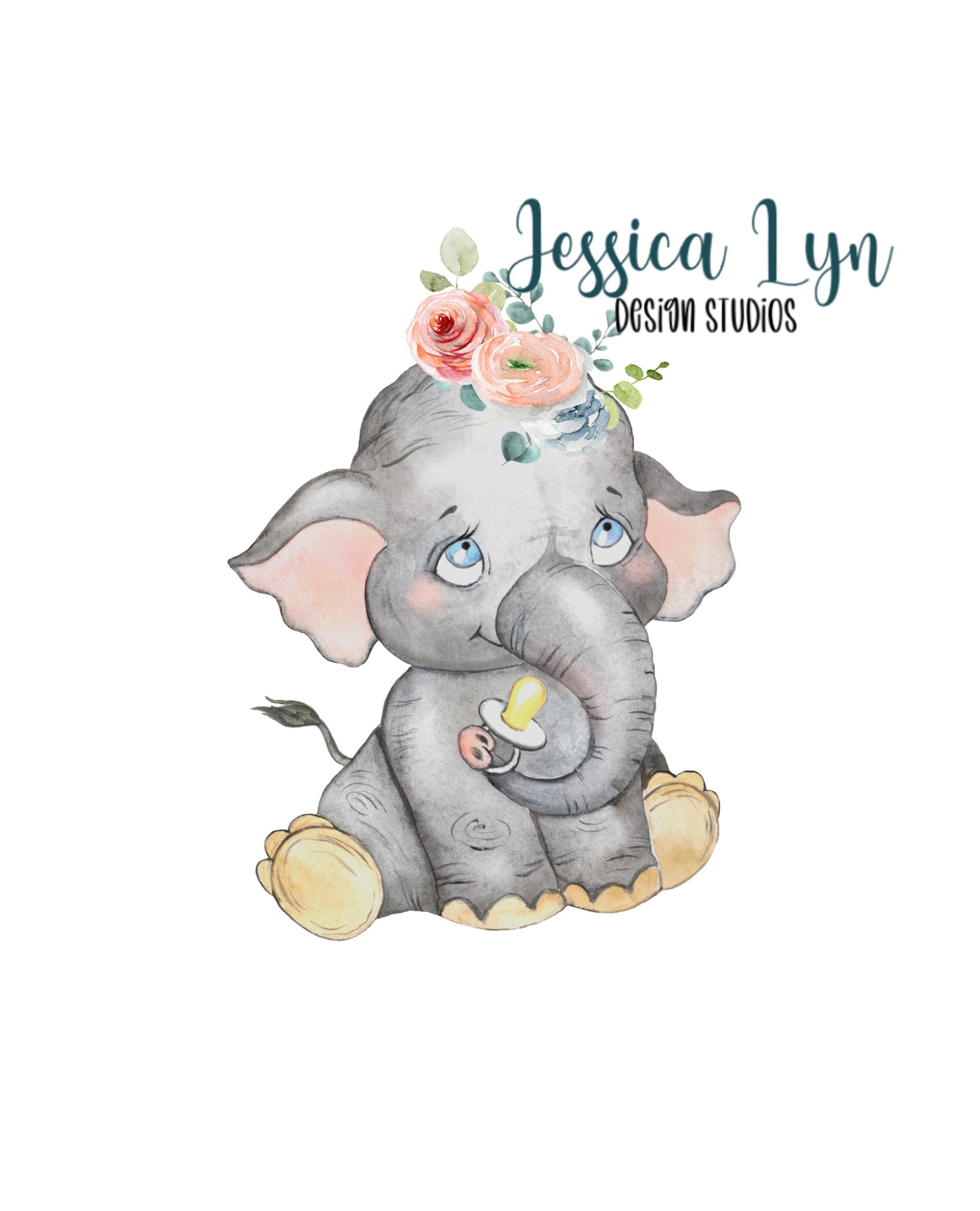 Baby elephant decor nursery wall decor floral animal print Etsy