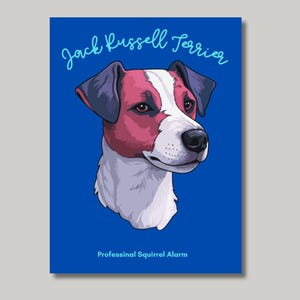 Funny Jack Russell Terrier Wall Art – Dog Humor Poster in Blue – Digital Download for Dog Lovers, Pet Decor, Jack Russell Terrier Gift Print