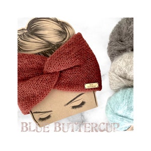 Knitted Earwarmer Headband made from luxury Brushed Peruvian Alpaca wool and Mulberry Silk.