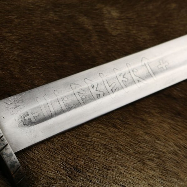 Ulfberht Etched Viking Sword, Hand-forged blunt, Medieval Collectible Viking Age Sword, Old Norse weapon