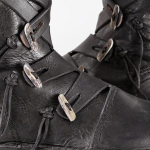 Handcrafted Black Leather Viking Boots Authentic Norse Style Footwear image 6