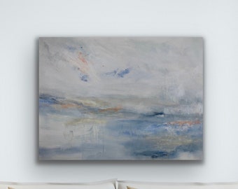 Abstract seascape, 40w x 30h original painting, meditative art