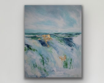 Abstract seascape, serene ocean art, 24w x 30h original painting