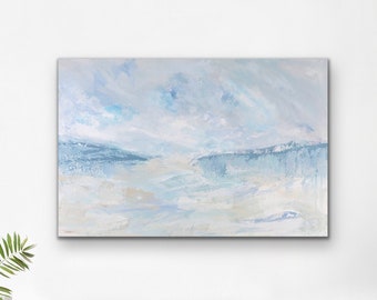 Coastal art, 36w x 24h original painting,  serene seascape, meditative art