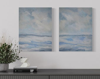 Set of 2 seascapes,  Modern ocean diptych, 24 x 36 original art