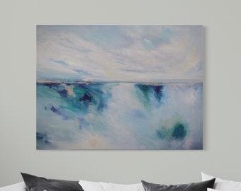 Abstract seascape, Modern coastal art, 30h x 40w original painting