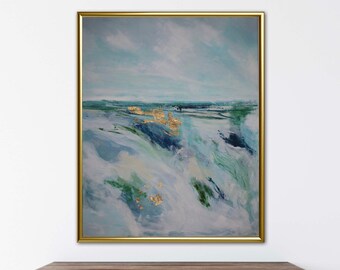 Abstract seascape, serene ocean art, 24w x 30h original painting