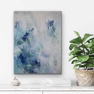 Dark blue abstract art, textured abstract, 18w x 24h original