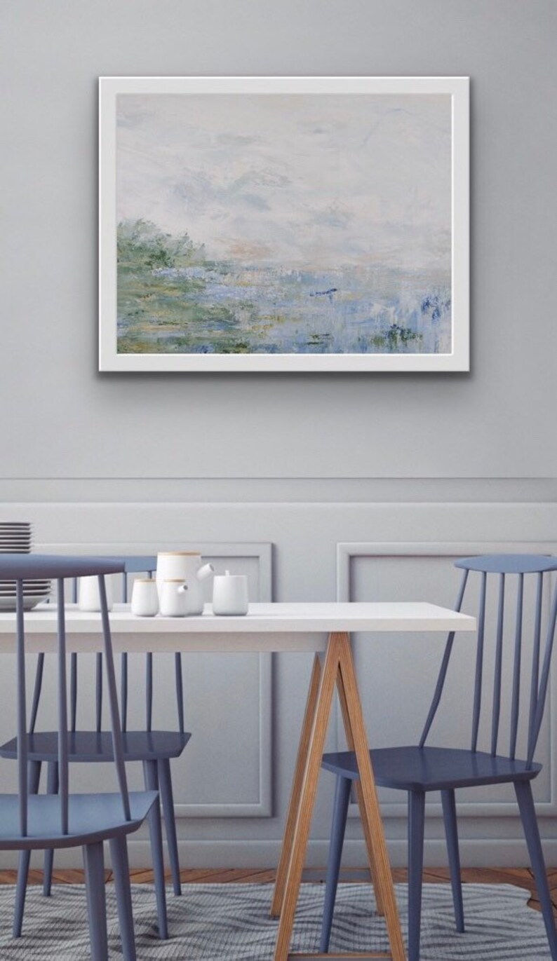 Abstract Lake Landscape Print Pastel Modern Landscape Print Etsy