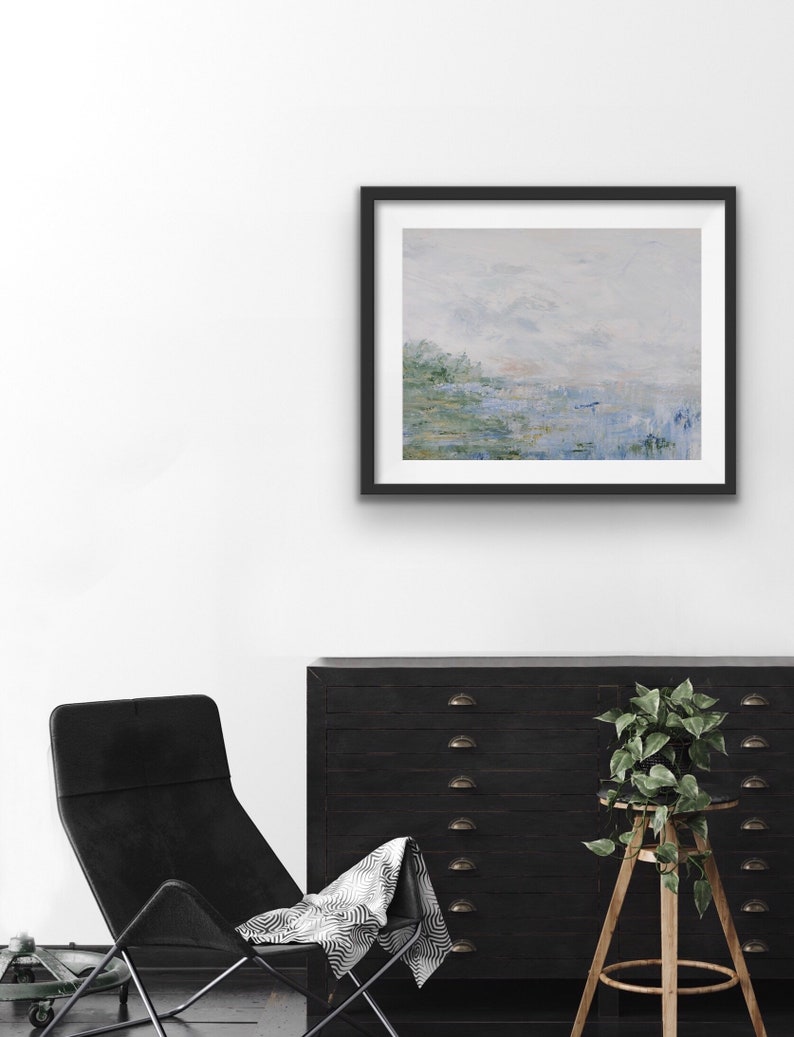 Abstract Lake Landscape Print Pastel Modern Landscape Print Etsy