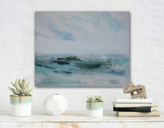 Serene seascape, ocean horizon, 16 x 20, original painting