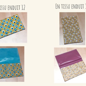 Porte chéquier avec espace porte cartes en toile cirée toile enduite