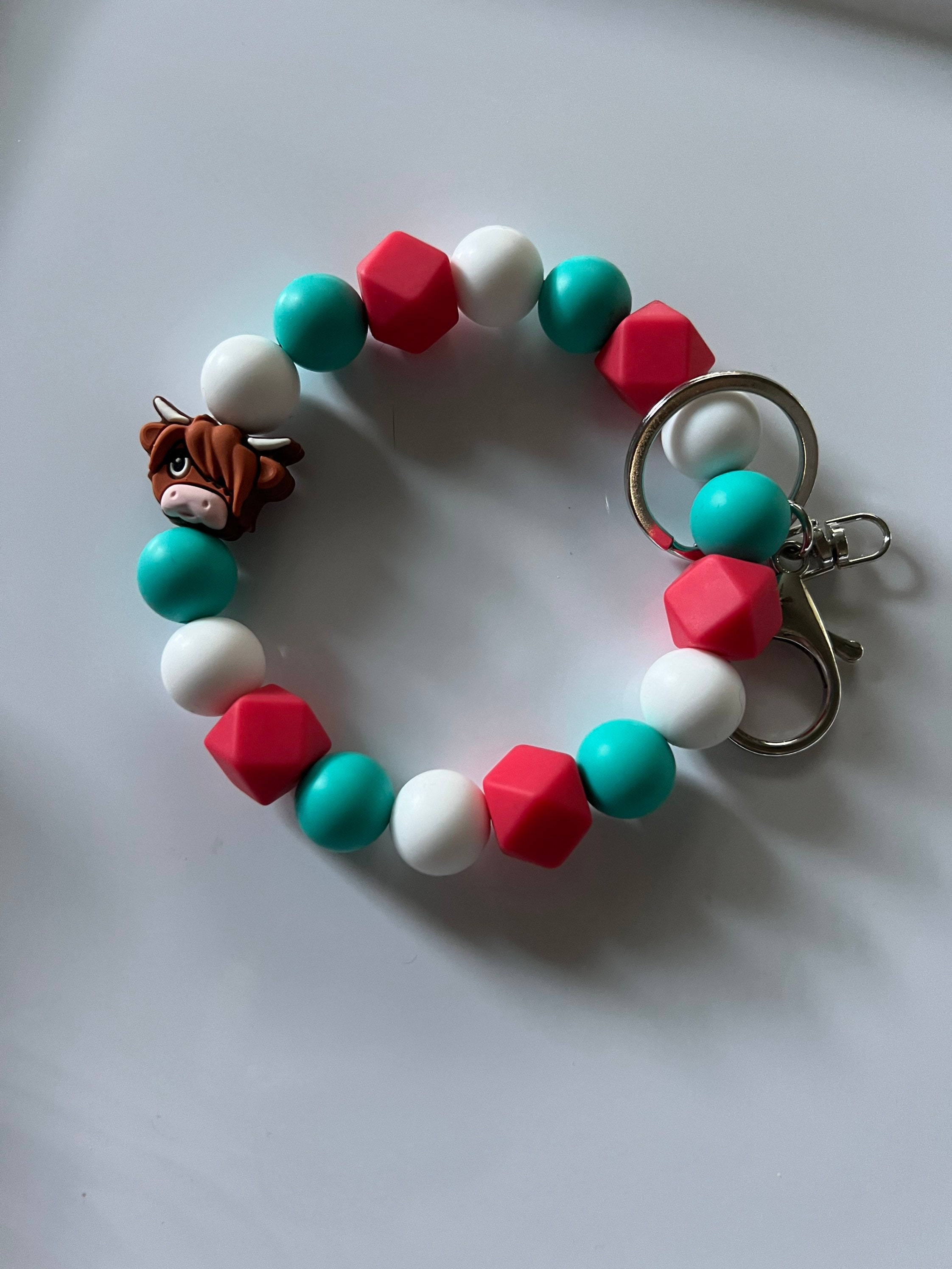 Portachiavi Mucca Delle Highland: Set Da 2 Con Nappa E Perline In Silicone - Simpatico Accessorio Per Chiavi, Borsa E Zaino - Idea Regalo Originale - 4
