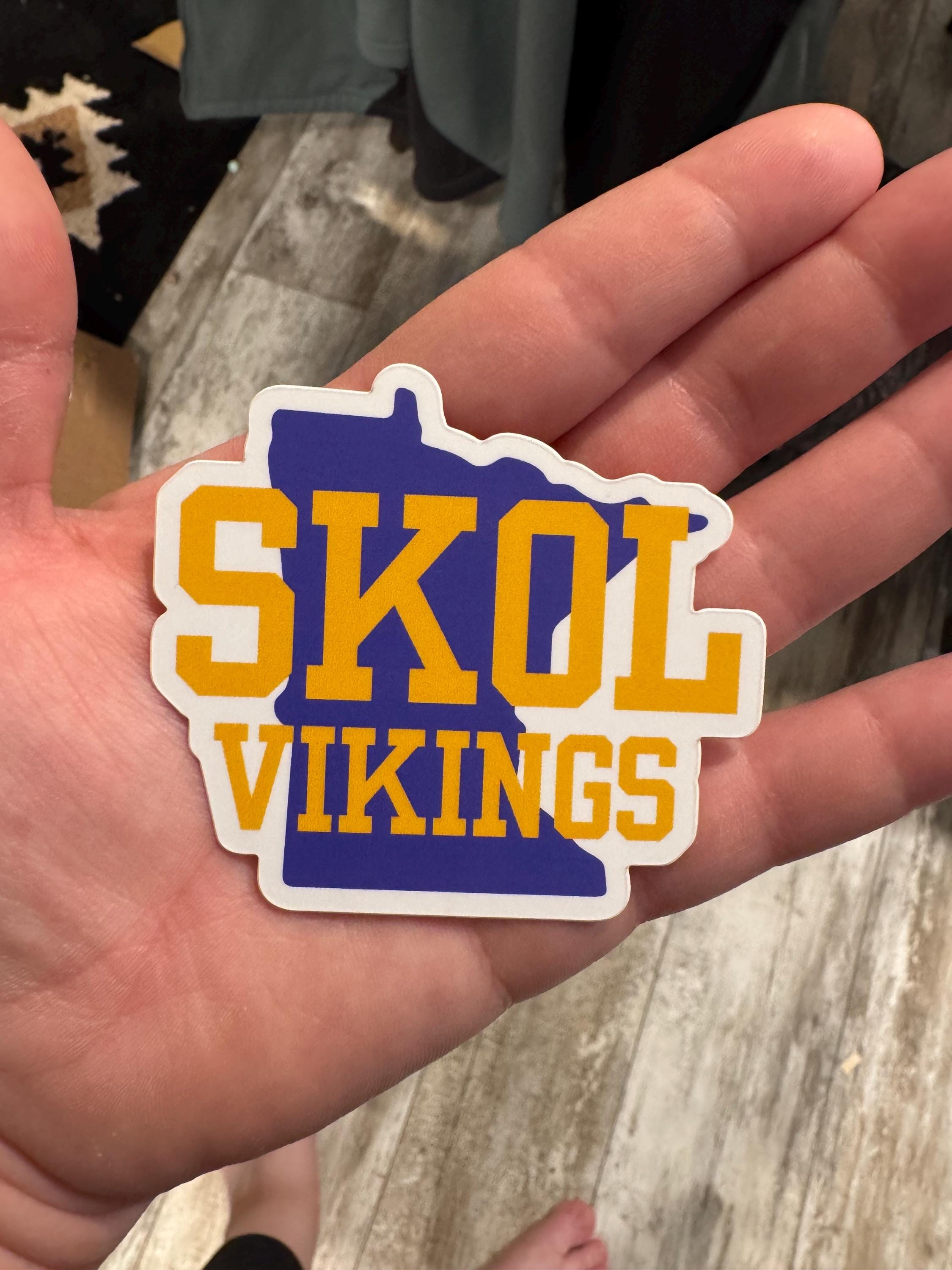 Minnesota Vikings SKOL 7.5" Football Vinyl Sticker – White – For Car, Truck, SUV