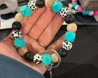 Portachiavi Da Polso MAMA – Simpatico Design Mucca In Silicone Con Perline E Nappa – Regalo Festa Della Mamma