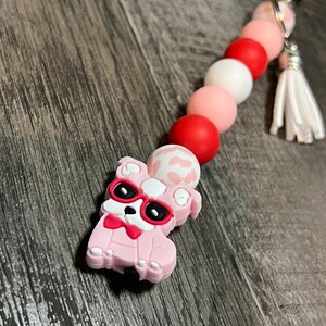 Puppy keychain| silicone keychain| dog keychain| puppy backpack charm| pink keychain| animal keychain| mama gift