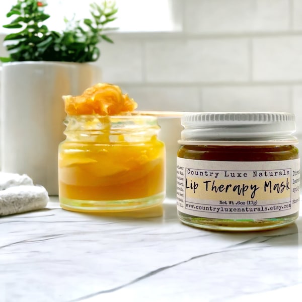 Natural Lip Therapy Mask, Creamy Overnight Lip Treatment For Chapped Lips, Moisturizing + Healing Lanolin Lip Mask, Mothers Day Gifts