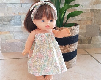 Dress and headband set for 34 cm Paola Reina Gordi baby doll in Liberty of your choice