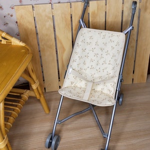 Cane stroller seat for doll in double gauze branch pattern lined with imitation