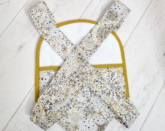 Baby carrier in liberty adelajda brown fabric, adjustable and customizable straps