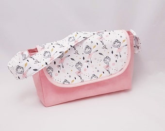 Sac à langer pour poupée en coton motif Ballerines, personnalisable