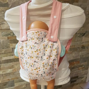 Portabebés en tejido estampado Flavie, correas ajustables y personalizables