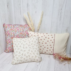 Double gauze cushion of your choice, 1 printed side and 1 plain side, customizable