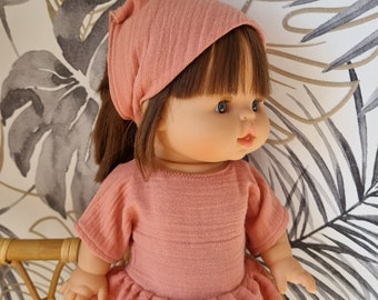 Dress and scarf for 34 cm Paola Reina Gordi baby doll in double gauze of your choice
