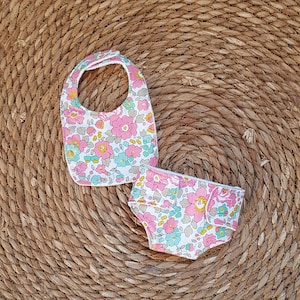 Liberty Betsy Cupcake baby diaper, bib and wipes available in several sizes