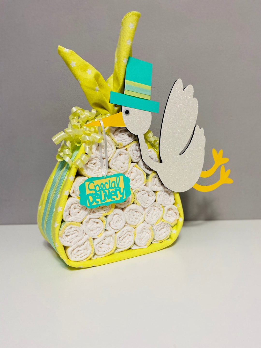 SPECIAL DELIVERY STORK - Diaper Cake - Assembled/kit - Gender Neutral ...