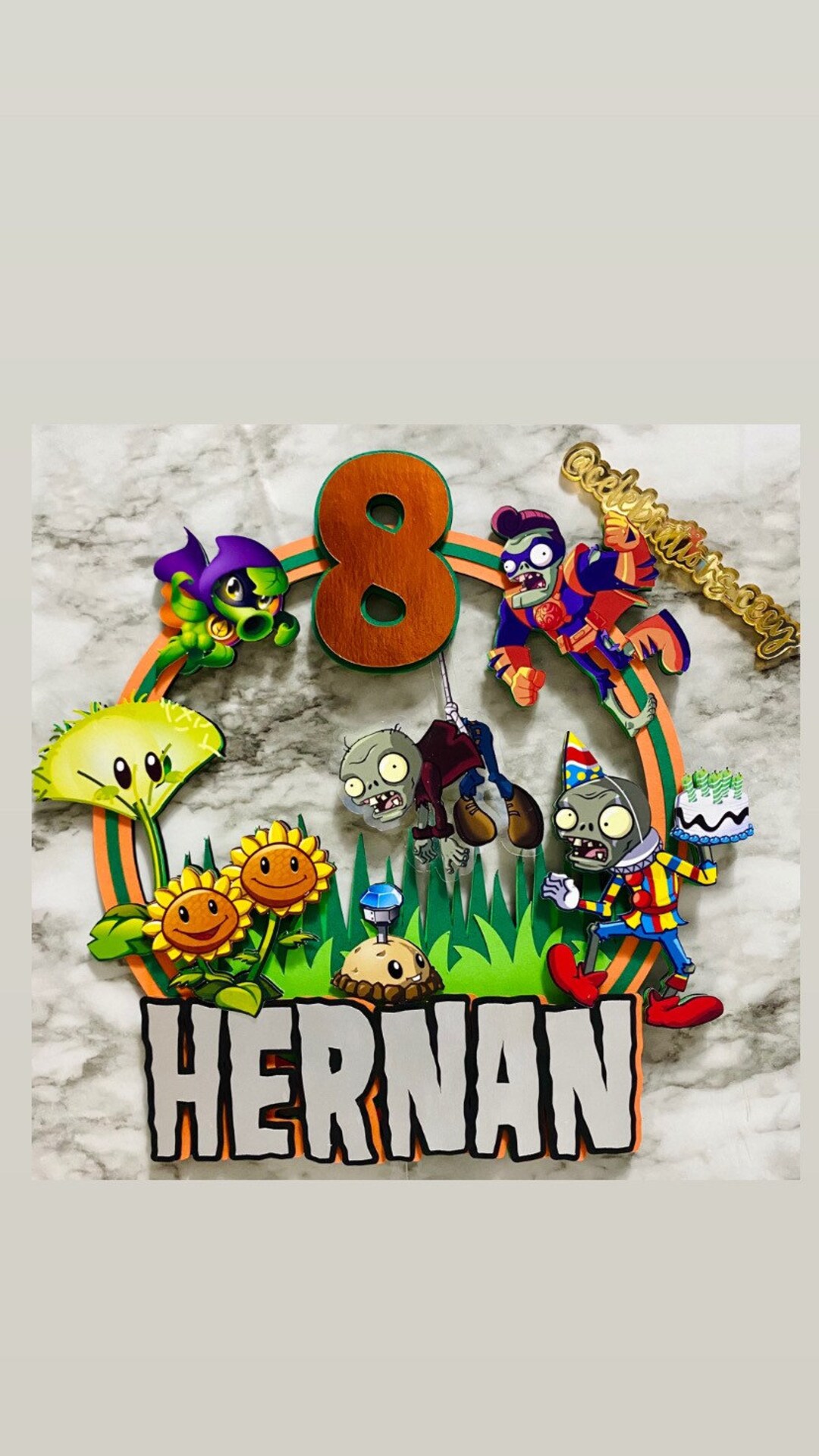 Plants Vs Zombies Inspired Cake Topper/ Personalized Cake Topper ...
