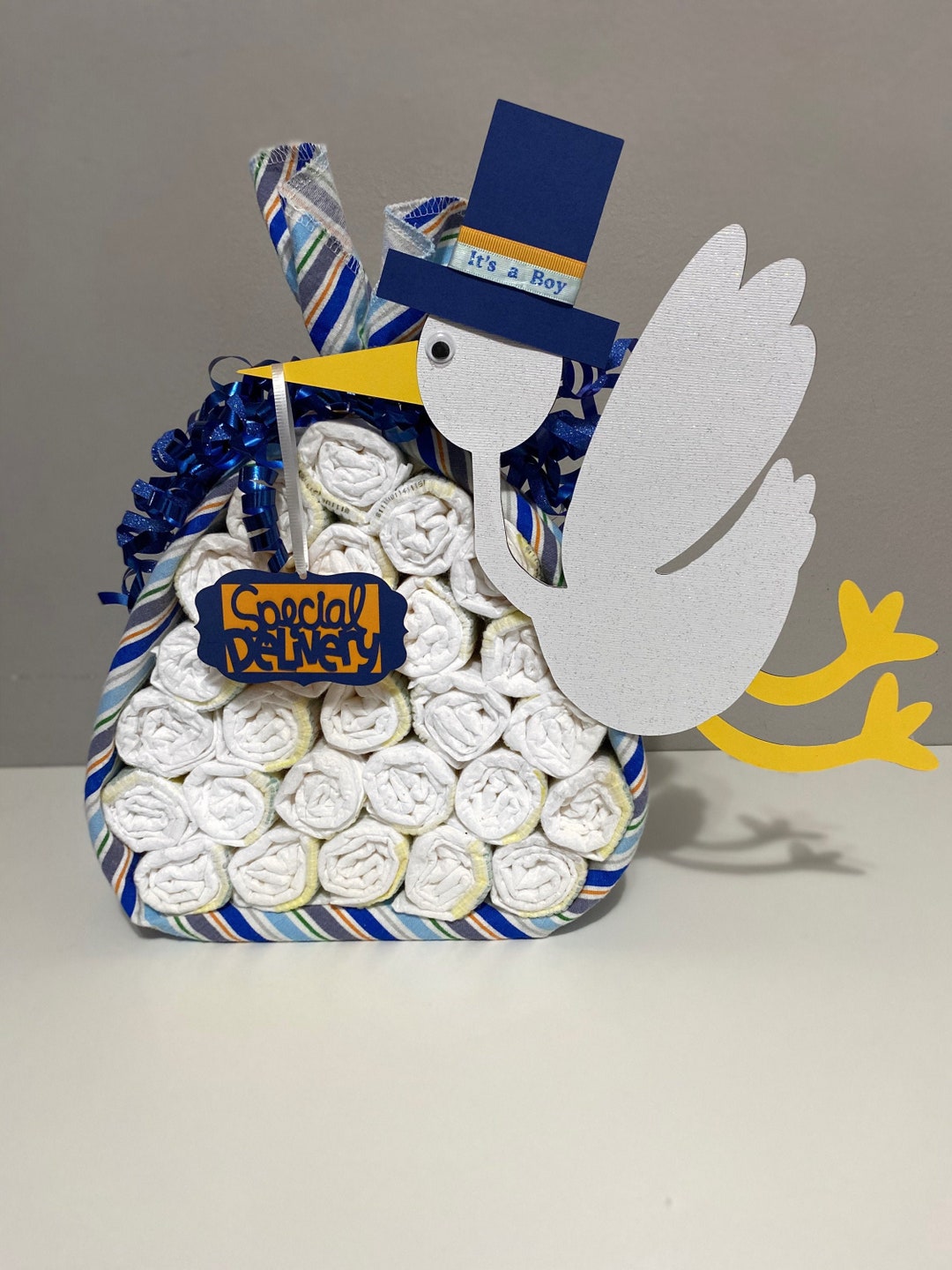 SPECIAL DELIVERY STORK - Diaper Cake - Assembled/kit - Baby Boy Theme ...
