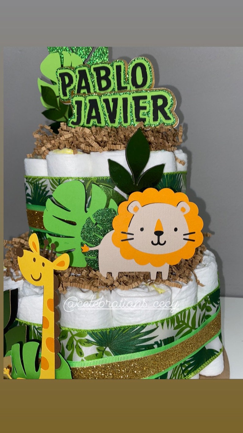 Jungle/safari Theme 2 Tier Diaper Cake/ Baby Boy Diaper Cake. Etsy
