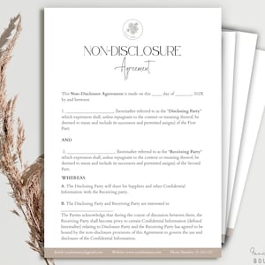 Non-Disclosure Agreement Template, Contractor NDA, NDA Template Agreement, Editable Confidential Disclosure Agreement ,Non Disclosure Canva