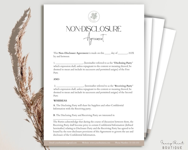 Non-Disclosure Agreement Template, Contractor NDA, NDA Template Agreement, Editable Confidential Disclosure Agreement ,Non Disclosure Canva image 1