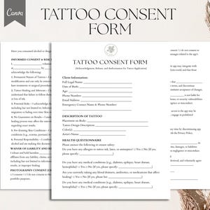 Tattoo Consent Form template, Tattoo Release and Waiver Form ,PDF, Canva