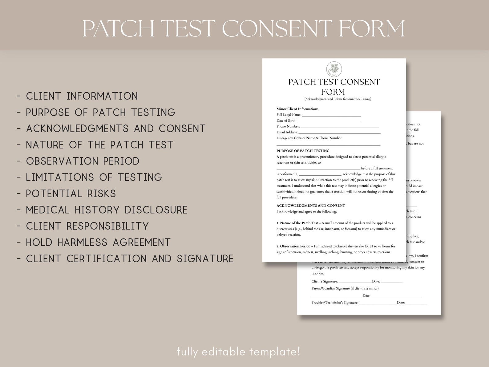 True Patch Collection Form Patch Test Consent Form Template, Allergy Test Consent Form ...