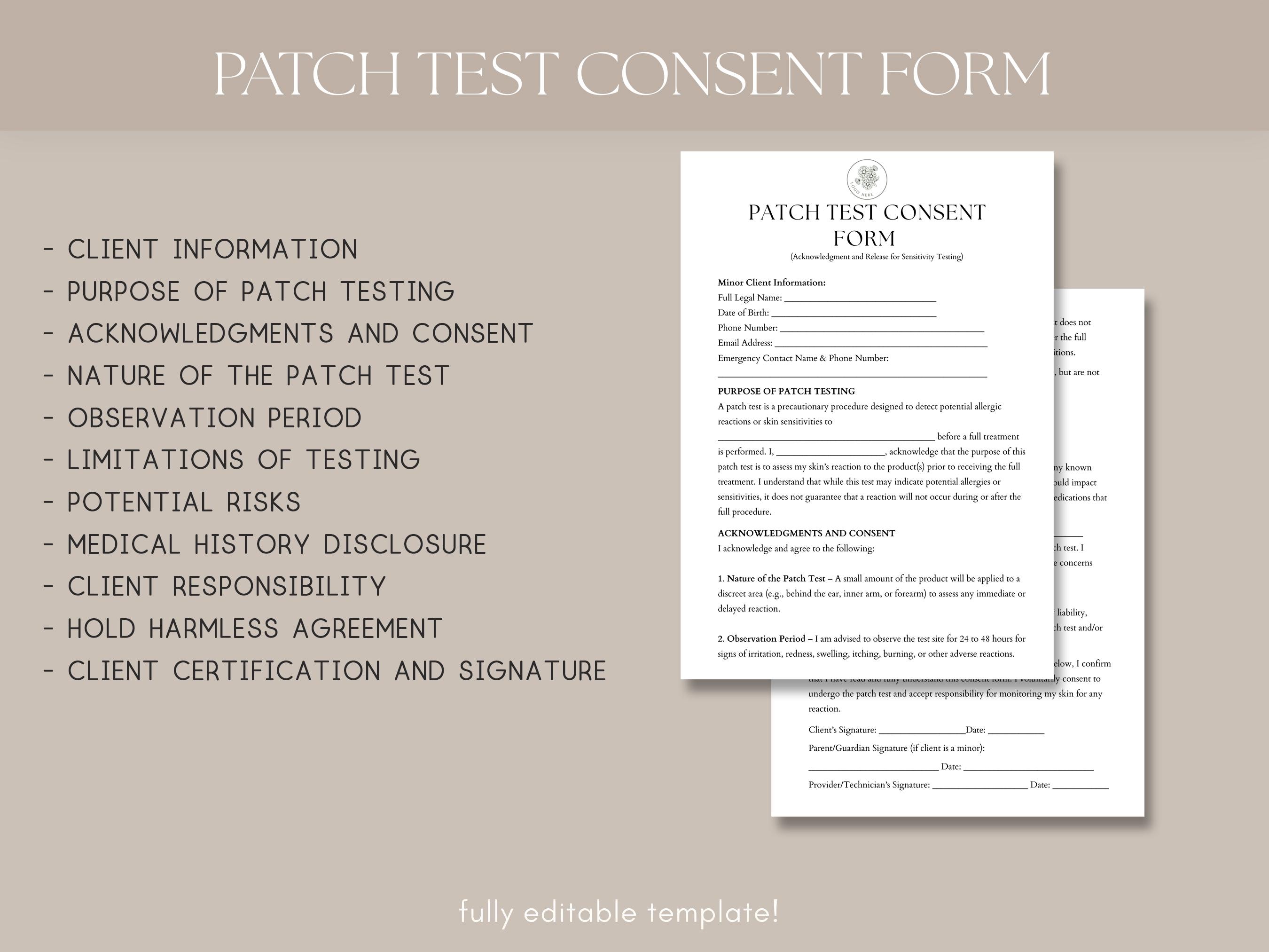 Patch Test Consent Form Template, Allergy Test Consent Form ...