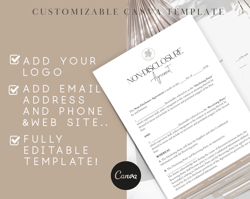 Non-Disclosure Agreement Template, Contractor NDA, NDA Template Agreement, Editable Confidential Disclosure Agreement ,Non Disclosure Canva image 4