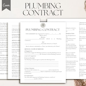 Modelo de contrato de encanamento, Contrato de serviços de encanamento, Contrato de trabalho de encanamento, PDF, Canva