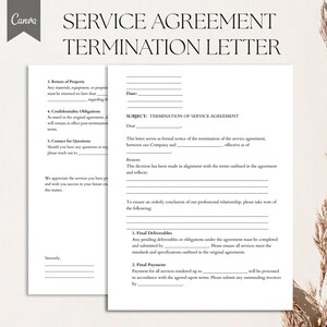 Modelo de carta de rescisión de contrato de servicio, PDF, Canva